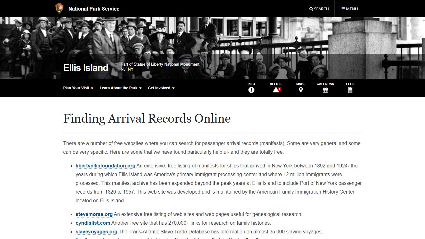 Finding Arrival Records Online - National Park Service
